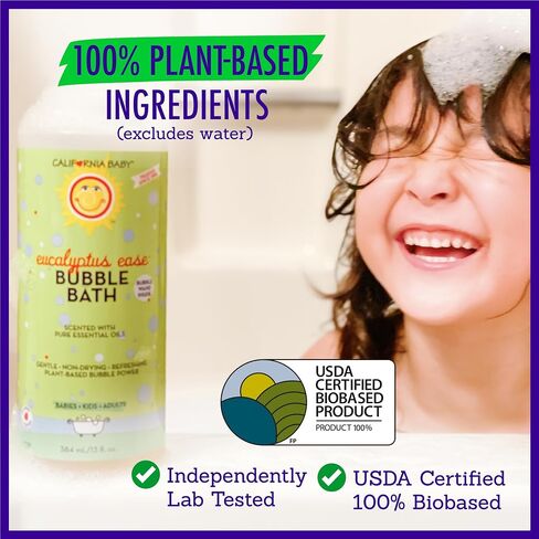 California Baby Eucalyptus Bubble Bath | 100% Plant-Based Kids Bubble Bath | Soothing Baby Bubble Bath | Free Bubble Wand Inside | 384 mL / 13oz in Kuwait