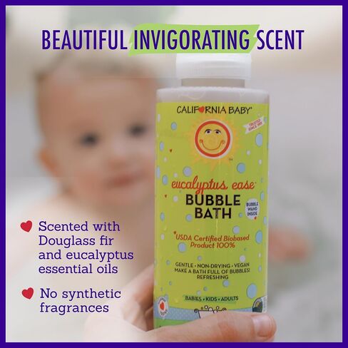 California Baby Eucalyptus Bubble Bath | 100% Plant-Based Kids Bubble Bath | Soothing Baby Bubble Bath | Free Bubble Wand Inside | 384 mL / 13oz in Kuwait