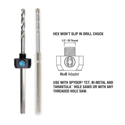Spyder Hex8 3/8-inch Quick Change Hole Saw Arbor and TCT Pilot Bit Assemby for Cement and Masonry in Kuwait