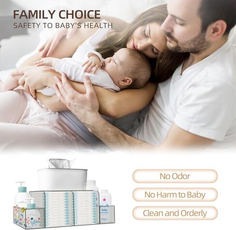 GILPWA Diaper Caddy, Baby Changing Table Organizer, Detachable Clear Acrylic Diaper Storage for Wipe Dispenser, Wipe Warmer and other Diapering Essentials in Kuwait