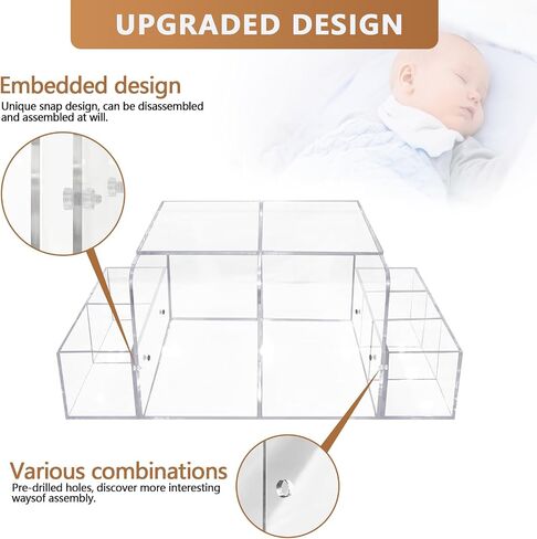 GILPWA Diaper Caddy, Baby Changing Table Organizer, Detachable Clear Acrylic Diaper Storage for Wipe Dispenser, Wipe Warmer and other Diapering Essentials in Kuwait