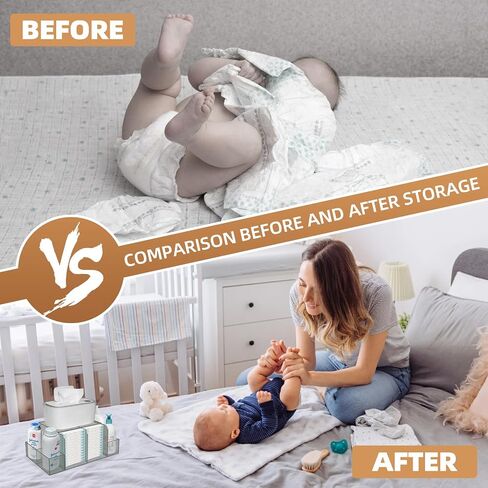 GILPWA Diaper Caddy, Baby Changing Table Organizer, Detachable Clear Acrylic Diaper Storage for Wipe Dispenser, Wipe Warmer and other Diapering Essentials in Kuwait