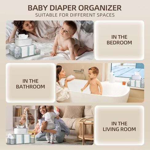 GILPWA Diaper Caddy, Baby Changing Table Organizer, Detachable Clear Acrylic Diaper Storage for Wipe Dispenser, Wipe Warmer and other Diapering Essentials in Kuwait