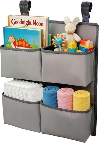 Hanging Diaper Organizer for Crib/Playard/Bassinet/Playpen – Hold 80+ Diapers - Changing Table Diaper Holder - Hanging Diaper Storage Stacker Nursery Caddy Organizer for Newborns (Silver-gray) in Saudi Arabia