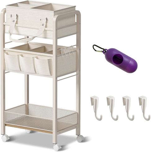 Baby Diaper Caddy Organizer and Storage,2In1 Baby Cart Organizer-Baby Diaper Caddy+3 Tier Rolling Cart for Baby Nursery,Baby Bedside Cart,Easy Assembly,Beige in Kuwait