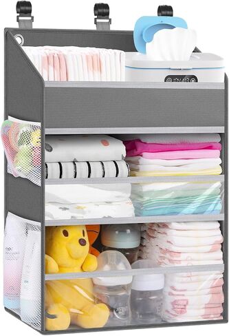 Hanging Diaper Caddy Organizer Crib Organizer–Spacious Baby Girl/Boy Nursery Storage Organizer for Changing Table, Playpen/Wall- Hold 90+ Diaper (Grey) in Kuwait