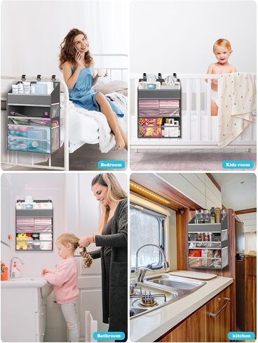 Hanging Diaper Caddy Organizer Crib Organizer–Spacious Baby Girl/Boy Nursery Storage Organizer for Changing Table, Playpen/Wall- Hold 90+ Diaper (Grey) in Kuwait