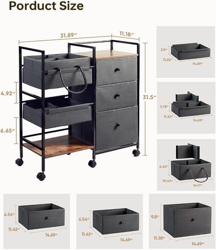 2-in-1 Baby Diaper Caddy Organizer and Storage-3 Tier Rolling Baby Cart with Dividers and Drawers, Baby Essentials for Nursery Storage, Mobile Utility Cart with Wheels Large Capacity Easy To Assemble in Kuwait
