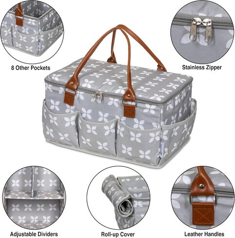 Moteph Extra Large Diaper Caddy, Craft, Toy Organizer with Zip-Top Cover with Waterproof Wet/Dry Bag - Perfect for Baby Shower in Kuwait