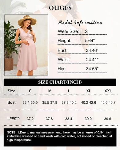 OUGES Womens V-Neck Sleeveless Summer Floral Maternity Dresses Nursing Gown Breastfeeding Dress in Kuwait