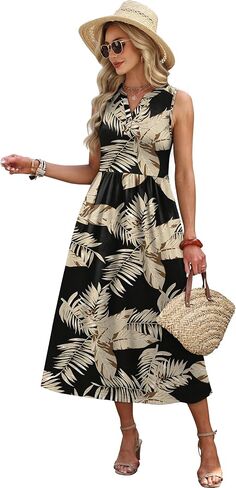 WIHOLL Women's Summer Dresses Maxi Dress Vacation Beach Sundresses 2026 with Pockets in Kuwait