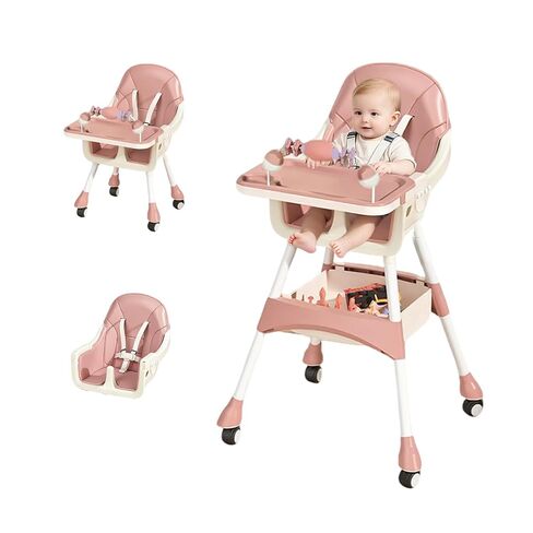 Portable High Chair,High Chairs for Babies and Toddlers,Multi-Use Easy Clean Baby High Chair with Lock Wheels, Comfortable Feeding and Place The Toy Storage Basket uuu in Kuwait