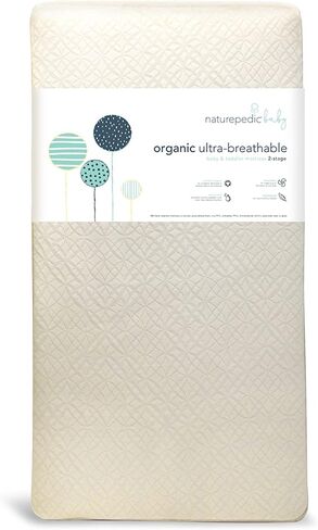 Naturepedic Organic 2-Stage Baby Crib Mattress - Lightweight Infant & Toddler Bed - Ultra Breathable Waterproof Pad - Standard Size in Kuwait