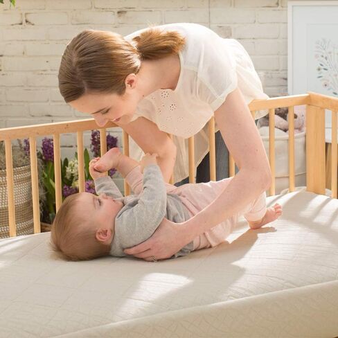 Naturepedic Organic 2-Stage Baby Crib Mattress - Lightweight Infant & Toddler Bed - Ultra Breathable Waterproof Pad - Standard Size in Kuwait