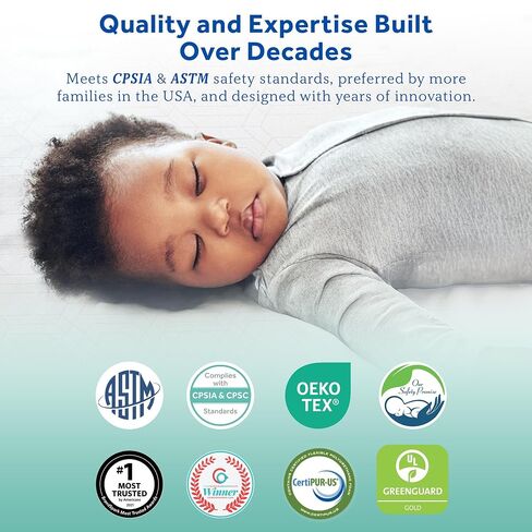 Sealy Baby 2-Stage Dual Firm Crib Mattress, Breathable Infant & Toddler Mattress with Medical-Grade Waterproof Cover, GREENGUARD Gold Certified, Made in USA, 52 x 28 Inches in Kuwait