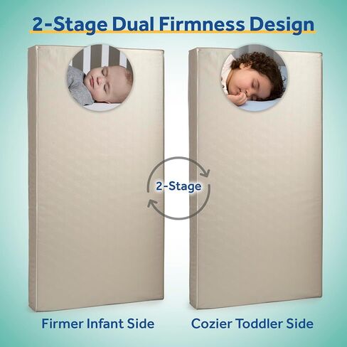 Sealy Baby 2-Stage Dual Firm Crib Mattress, Breathable Infant & Toddler Mattress with Medical-Grade Waterproof Cover, GREENGUARD Gold Certified, Made in USA, 52 x 28 Inches in Kuwait
