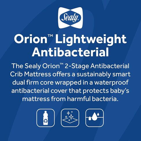 Sealy Baby 2-Stage Dual Firm Crib Mattress, Breathable Infant & Toddler Mattress with Medical-Grade Waterproof Cover, GREENGUARD Gold Certified, Made in USA, 52 x 28 Inches in Kuwait