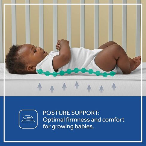 Sealy Baby 2-Stage Dual Firm Crib Mattress, Breathable Infant & Toddler Mattress with Medical-Grade Waterproof Cover, GREENGUARD Gold Certified, Made in USA, 52 x 28 Inches in Kuwait