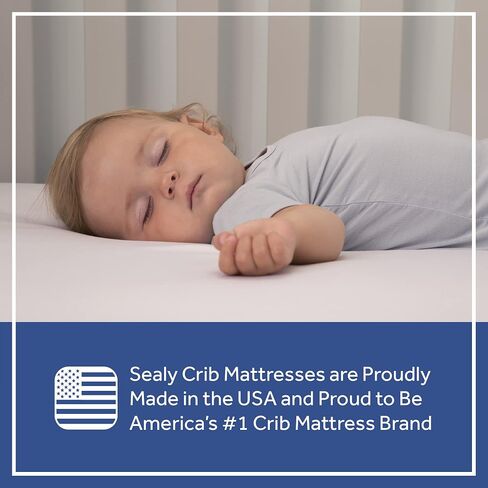 Sealy Baby 2-Stage Dual Firm Crib Mattress, Breathable Infant & Toddler Mattress with Medical-Grade Waterproof Cover, GREENGUARD Gold Certified, Made in USA, 52 x 28 Inches in Kuwait