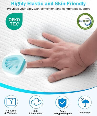 3'' Waterproof Full Size Crib Mattress for Baby, 52x27.5 Inch | Portable Crib Mattresses for Toddler, Firm Foam Standard Mattress for Toddler Bed, Travel Trifold Mattress Floor Certified in Kuwait