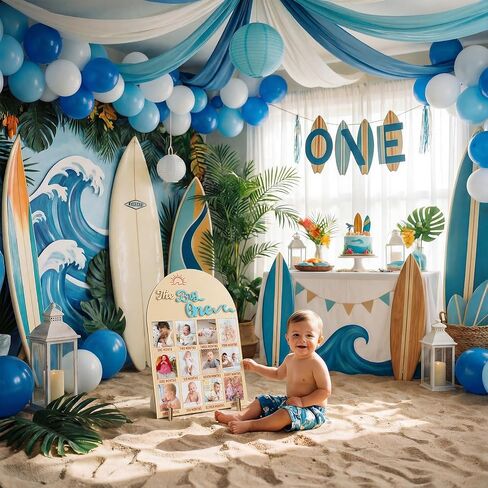 Weysat The Big One My First Year Photo Board, Wood 3D Surf One Year of Photo 12 Months Monthly Milestone Board Picture Display Frame 1st Birthday Decorations Gift Summer Beach Nursery Decor in Kuwait