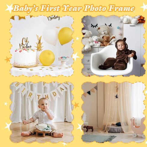 Cute Winnie My First Year Photo Board, 12 Months Baby Milestone Display,1st Birthday Decorations for Girls,the pooh Inspired Arch Wooden Board,Flower Nursery Keepsake Decor,Sweet Gifts for Baby Girl in Kuwait