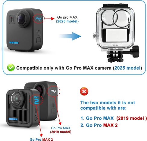 FiTSTILL Waterproof Housing for Go Pro MAX 360 (2019), 40M/131FT Touchscreen Dive Housing Underwater Protective Case with Mount and Accessory Kit (Not for MAX2 & MAX 360 2025) in Kuwait