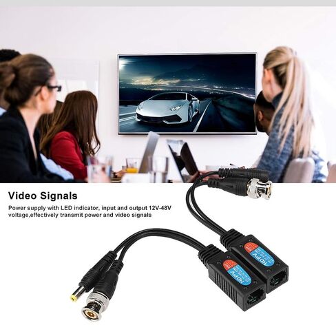 8MP Video Balun Transceiver, Transmits Power and Video Signals Twisted Pair, Supports HD CVI AHD TVI CVBS, with LED, for CCTV Security Camera System 12V to 48V in Kuwait