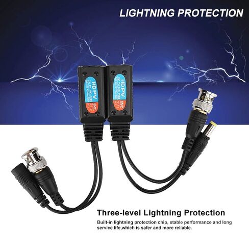 8MP Video Balun Transceiver, Transmits Power and Video Signals Twisted Pair, Supports HD CVI AHD TVI CVBS, with LED, for CCTV Security Camera System 12V to 48V in Kuwait