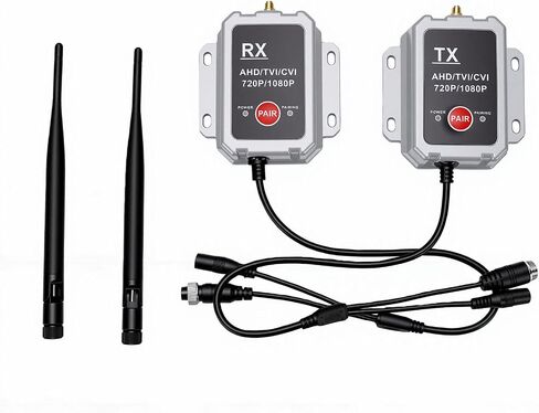 Akozon 2.4G Wireless Camera Video Transmitter and Receiver Kit 200-300 Meter Range for AHD TVI CVI Cameras with Weatherproof Watertight Design for Trailers RVs Trucks in Kuwait