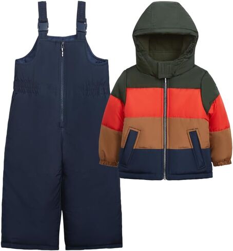 OshKosh B’gosh Baby Boys Ski Jacket and Snowbib Snowsuit Set, Orange Olive Colorblock, 12 Months in Kuwait