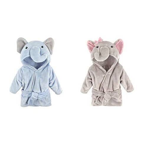 Hudson Baby Plush Animal Face Robes, Blue Elephant and Pretty Elephant in Kuwait