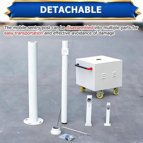 Security Camera Pole 6.6 8.2 9.8 11.5 13ft，Mobile Steel Surveillance Post Stand with Lockable Storage Box & 4 360° Casters，Detachable CCTV Pole Mount(ligjt Grey,9 4/5 ft(3.0m) Pole) in Kuwait
