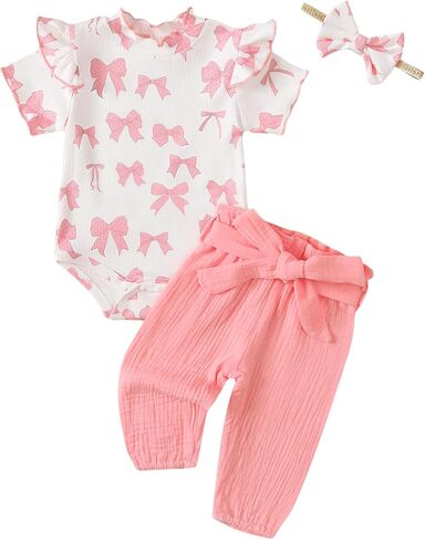 SUNNY PIGGY Newborn Infant Baby Girl Clothes Outfits Ruffle Romper Floral 4Pcs Pants Sets Toddler Girls Clothing Set in Kuwait