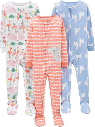 Simple Joys by Carter's Girls 3-pack Snug Fit Footed Cotton Pajamas in Kuwait