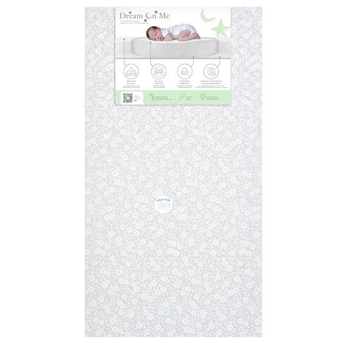Dream On Me Dreamland Orthopedic Firm Fiber Crib and Toddler Bed Mattress, Greenguard Gold and JPMA Certified, Waterproof Vinyl Cover, Dual-Sided Mattress, Grey, Made In The U.S.A in Kuwait