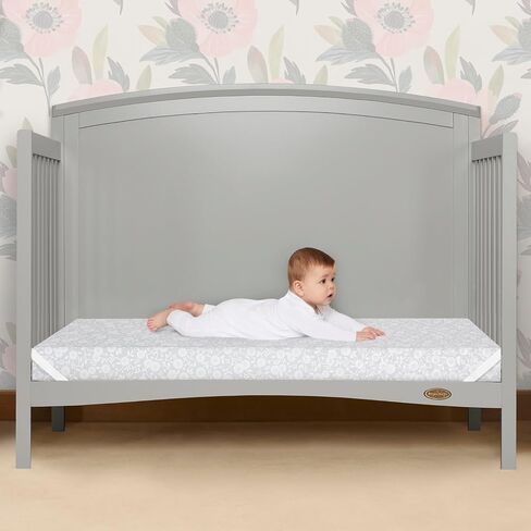 Dream On Me Dreamland Orthopedic Firm Fiber Crib and Toddler Bed Mattress, Greenguard Gold and JPMA Certified, Waterproof Vinyl Cover, Dual-Sided Mattress, Grey, Made In The U.S.A in Kuwait