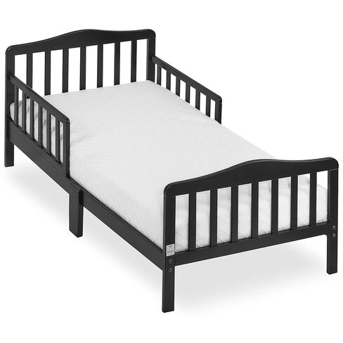 Dream On Me Classic Design Toddler Bed in Black, Greenguard Gold Certified and Baby Fairy 5" Foam Crib & Toddler Bed Mattress in a Box, White I Greenguard Gold Certified I JPMA Certified in Kuwait