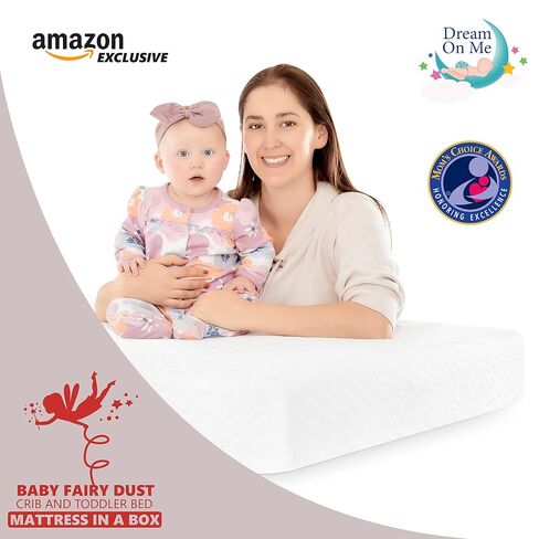 Dream On Me Classic Design Toddler Bed in Black, Greenguard Gold Certified and Baby Fairy 5" Foam Crib & Toddler Bed Mattress in a Box, White I Greenguard Gold Certified I JPMA Certified in Kuwait