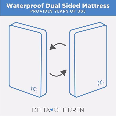 Delta Children Twinkle Stars Crib and Toddler Mattress with Breathable, Removable Machine-Washable Cover - GREENGUARD Gold - Waterproof Baby Bed - Sustainably Sourced Fiber Core - 52"Lx27.5"W, White in Kuwait