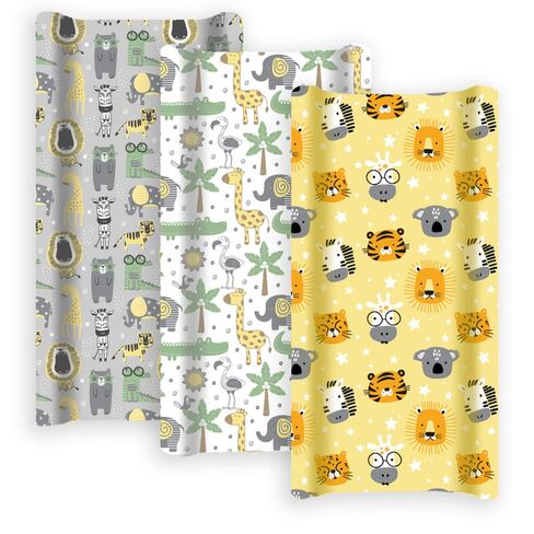 GROW WILD Changing Pad Cover 3 Pack | Soft & Stretchy Jersey Cotton | Baby Changing Table Pad Cover | Diaper Changing Pad Covers for Girls and Boys (Animals & Safari) in Kuwait