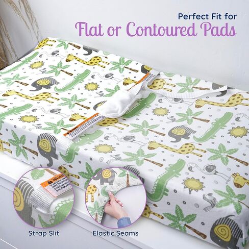 GROW WILD Changing Pad Cover 3 Pack | Soft & Stretchy Jersey Cotton | Baby Changing Table Pad Cover | Diaper Changing Pad Covers for Girls and Boys (Animals & Safari) in Kuwait