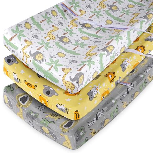 GROW WILD Changing Pad Cover 3 Pack | Soft & Stretchy Jersey Cotton | Baby Changing Table Pad Cover | Diaper Changing Pad Covers for Girls and Boys (Animals & Safari) in Kuwait