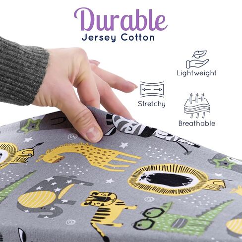 GROW WILD Changing Pad Cover 3 Pack | Soft & Stretchy Jersey Cotton | Baby Changing Table Pad Cover | Diaper Changing Pad Covers for Girls and Boys (Animals & Safari) in Kuwait