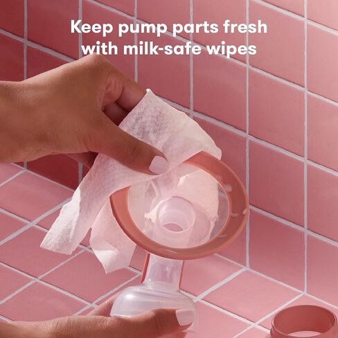 Frida Mom Breast Pump Wipes, Multi-Surface Cleaner, Removes Breastmilk Residue, Made with Food-Grade Ingredients, Baby and Milk Safe, Travel Essential for Breastfeeding Moms, 40 Count in Kuwait