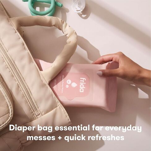 Frida Mom Breast Pump Wipes, Multi-Surface Cleaner, Removes Breastmilk Residue, Made with Food-Grade Ingredients, Baby and Milk Safe, Travel Essential for Breastfeeding Moms, 40 Count in Kuwait