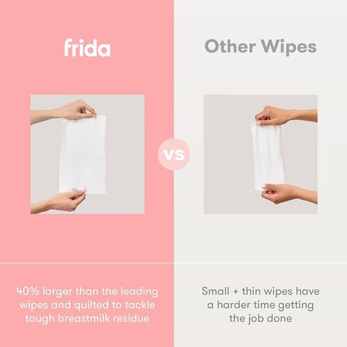 Frida Mom Breast Pump Wipes, Multi-Surface Cleaner, Removes Breastmilk Residue, Made with Food-Grade Ingredients, Baby and Milk Safe, Travel Essential for Breastfeeding Moms, 40 Count in Kuwait