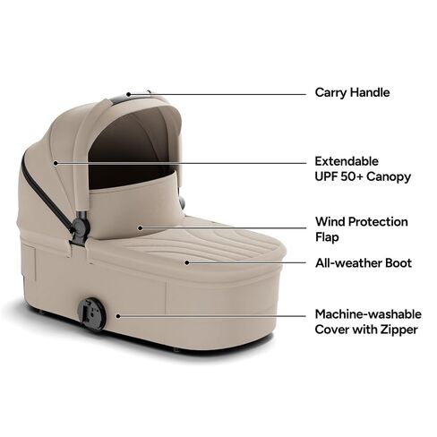 mompush Vira Bassinet for Newborns, UPF 50+ Extendable Canopy, Breathable Mattress with Machine-Washable Cover, All-Weather Protection, Carry Handle in Kuwait
