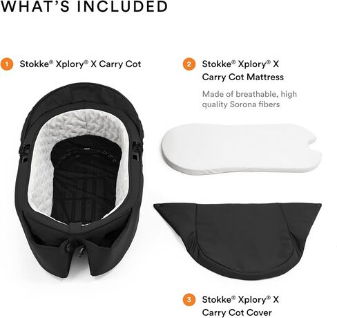 Stokke Xplory X Carry Cot, Ruby Red - Detachable Cot for Xplory X Stroller - Soft Interior Lining & Breathable Mattress - with Removable Wind Cover & Two Easy-Access Pockets in Kuwait
