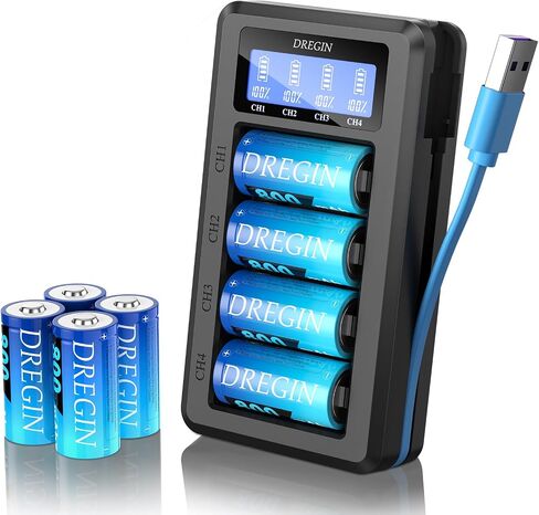 123 Lithium Batteries 8 Pack, 3.7V 800mAh 123 Lithium Batteries with Charger for Arlo Camera VMC3030 VMK3200 VMS3330 3430 3530 Flashlights Microphone in Kuwait